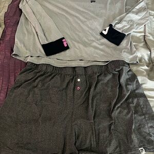 Fila Charcoal Sleepwear with Pink and White Logo